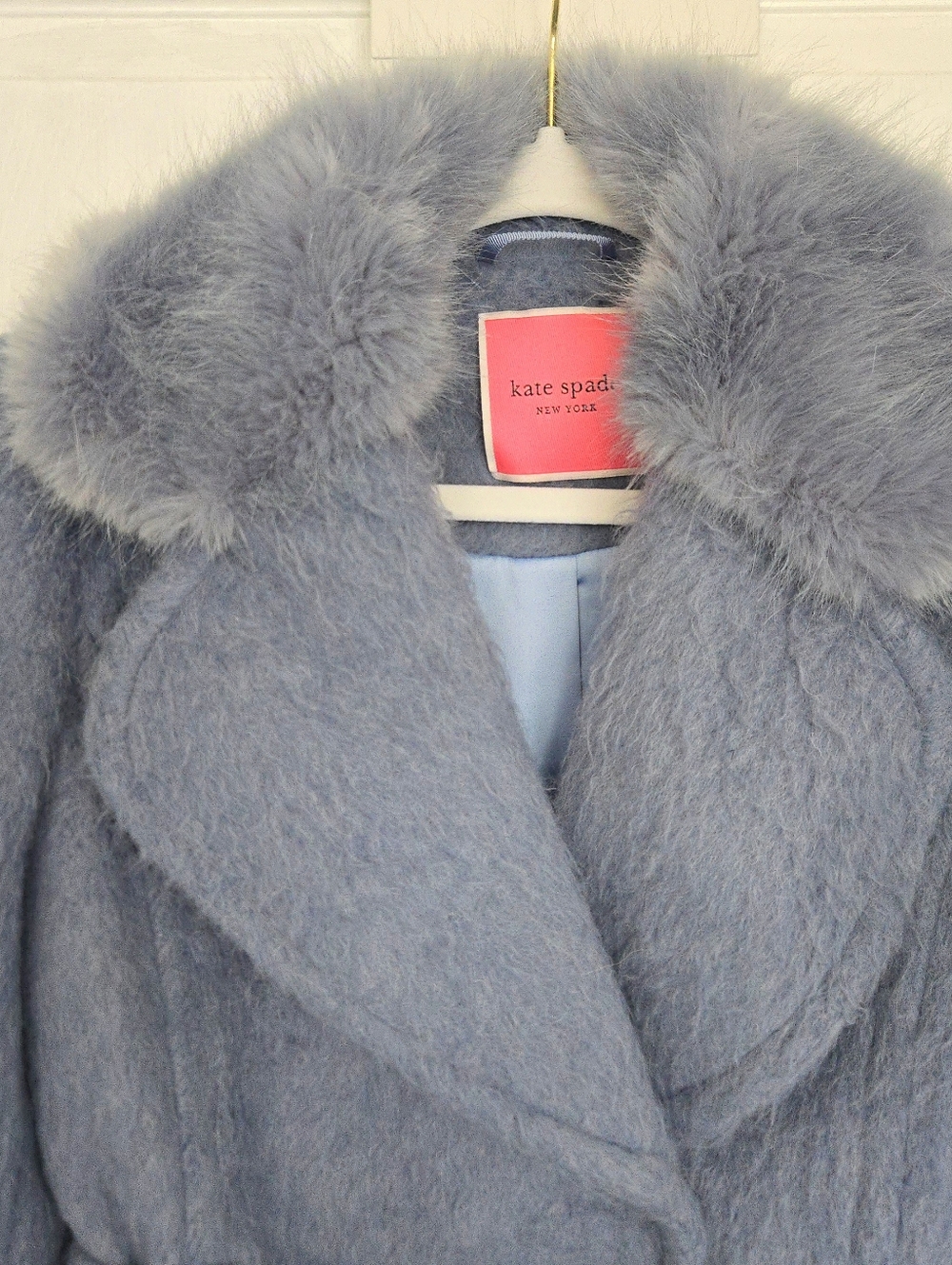 Kate Spade Luxurious Faux Fur Trim Coat
